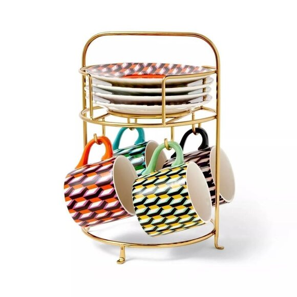 DVF for Target Arrow Geo Mug Drinkware Set Saucers Stand - Diane Von Furstenberg - Picture 1 of 5